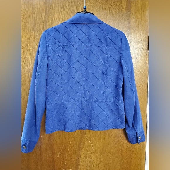 Vibrant Cobalt Blue Faux Suede zip up jacket - Picture 6 of 12